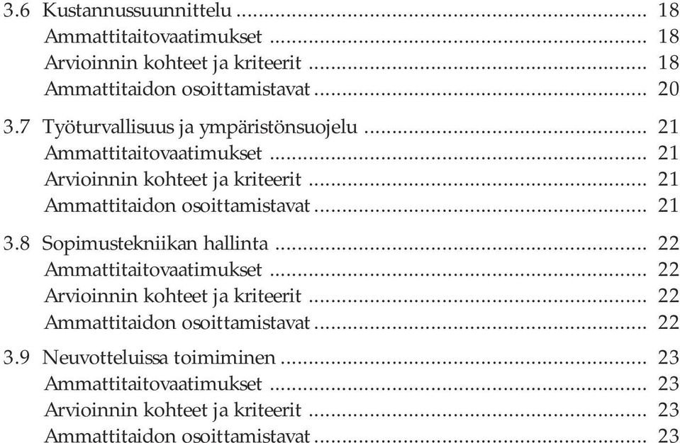 .. 21 3.8 Sopimustekniikan hallinta... 22... 22 ja kriteerit... 22 Ammattitaidon osoittamistavat.