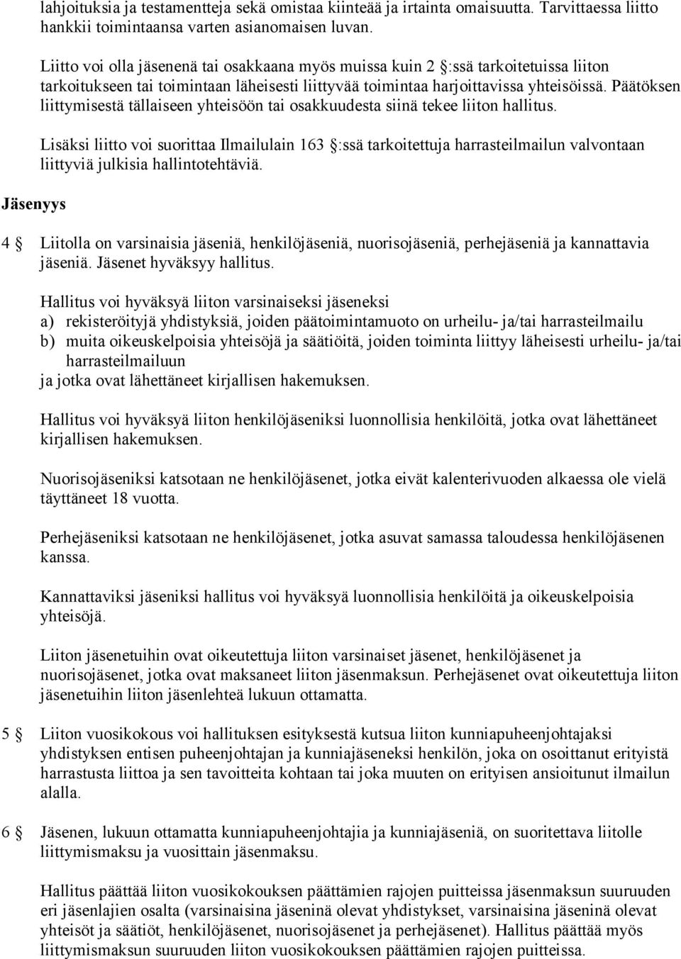 Päätöksen liittymisestä tällaiseen yhteisöön tai osakkuudesta siinä tekee liiton hallitus.