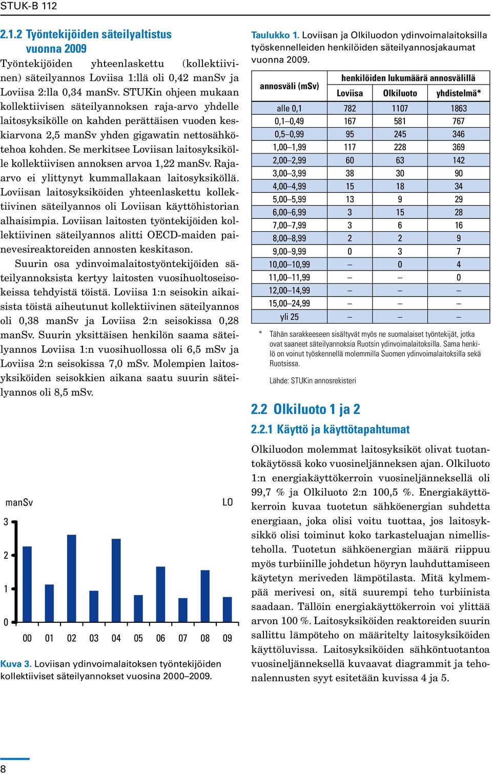 Se merkitsee Loviisan laitosyksikölle kollektiivisen annoksen arvoa 1,22 mansv. Rajaarvo ei ylittynyt kummallakaan laitosyksiköllä.