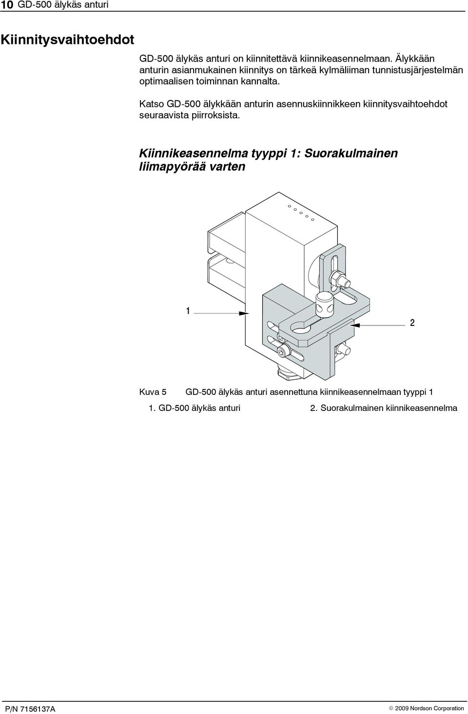 Katso GD-500 älykkään anturin asennuskiinnikkeen kiinnitysvaihtoehdot seuraavista piirroksista.