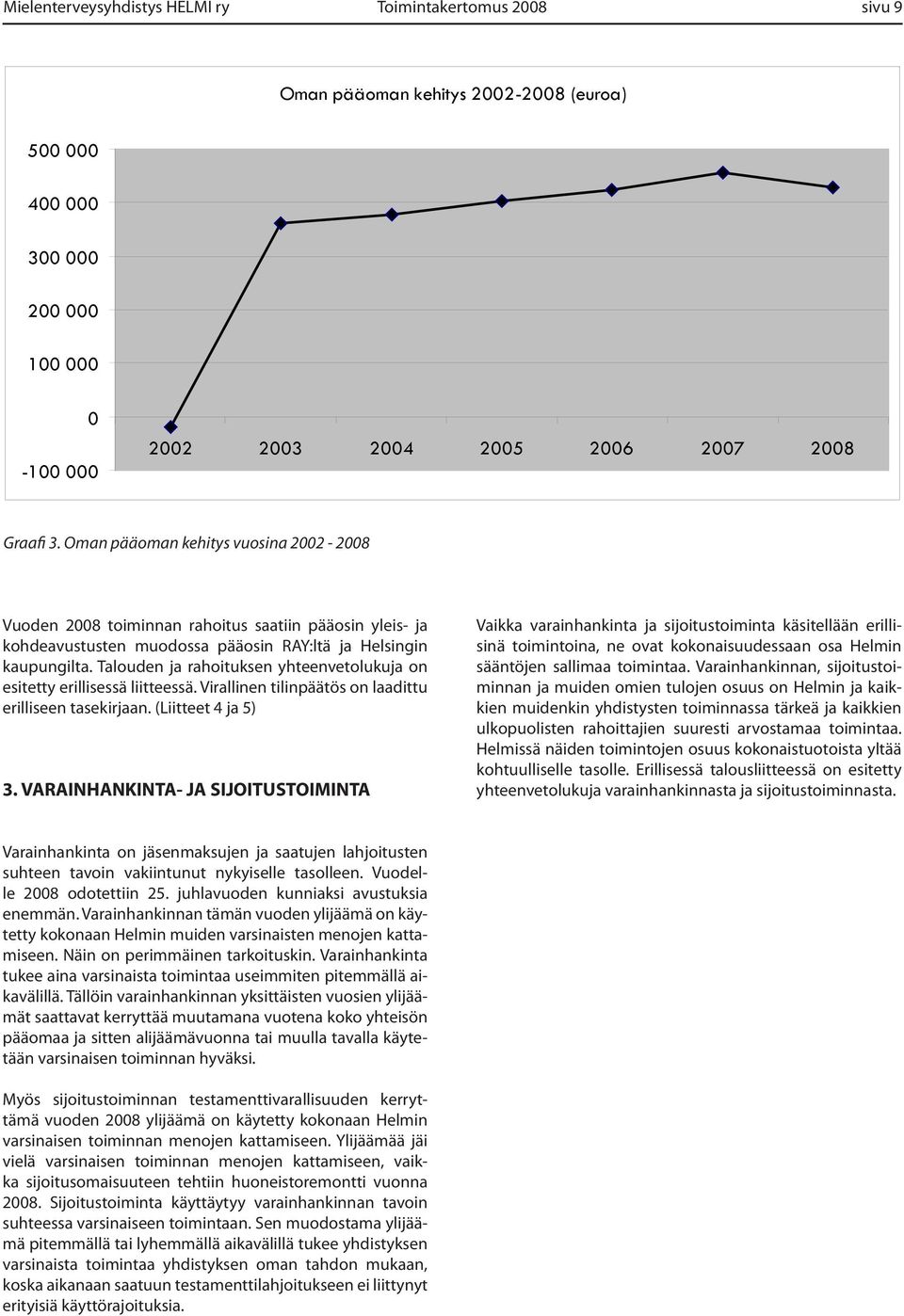 Talouden ja rahoituksen yhteenvetolukuja on esitetty erillisessä liitteessä. Virallinen tilinpäätös on laadittu erilliseen tasekirjaan. (Liitteet 4 ja 5) 3.