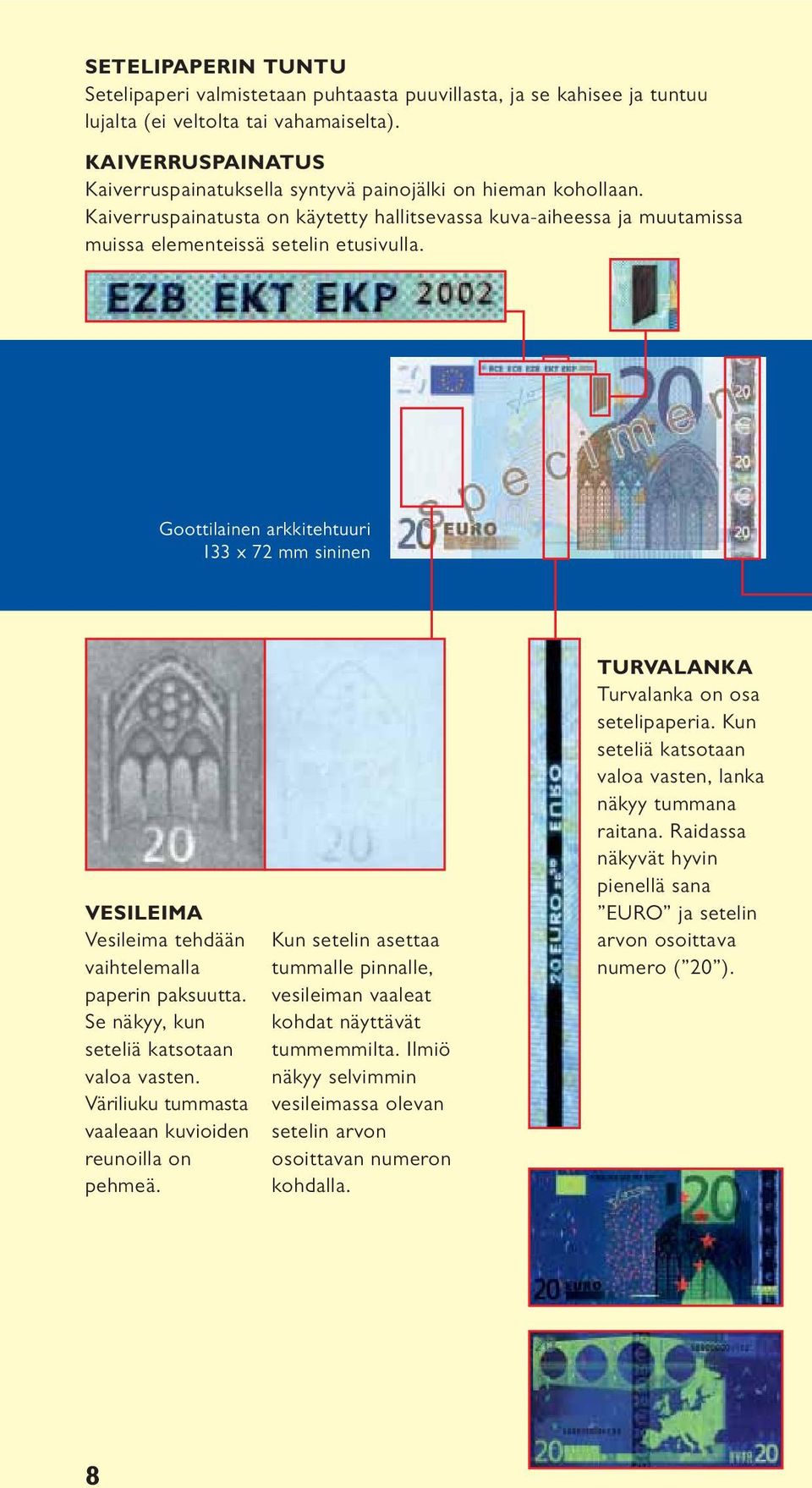 Goottilainen arkkitehtuuri 133 x 72 mm sininen VESILEIMA Vesileima tehdään vaihtelemalla paperin paksuutta. Se näkyy, kun valoa vasten. Väriliuku tummasta vaaleaan kuvioiden reunoilla on pehmeä.