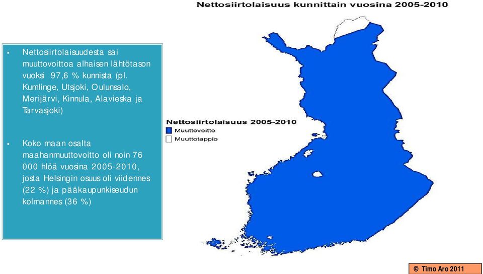 Kumlinge, Utsjoki, Oulunsalo, Merijärvi, Kinnula, Alavieska ja Tarvasjoki) Koko