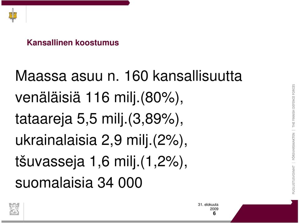 (80%), tataareja 5,5 milj.