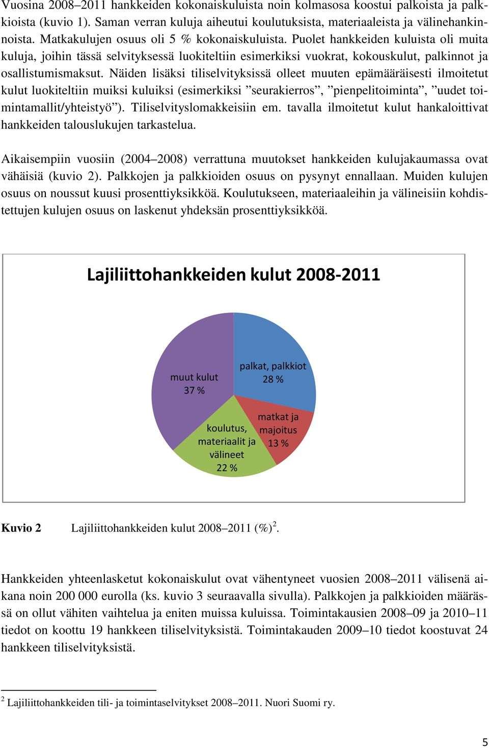 Näiden lisäksi tiliselvityksissä olleet muuten epämääräisesti ilmoitetut kulut luokiteltiin muiksi kuluiksi (esimerkiksi seurakierros, pienpelitoiminta, uudet toimintamallit/yhteistyö ).