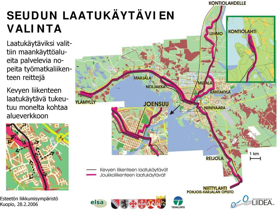 työmatkaliikenteen reittejä Kevyen liikenteen