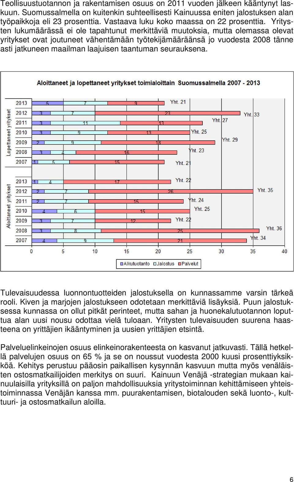 Yritysten lukumäärässä ei ole tapahtunut merkittäviä muutoksia, mutta olemassa olevat yritykset ovat joutuneet vähentämään työtekijämääräänsä jo vuodesta 2008 tänne asti jatkuneen maailman laajuisen