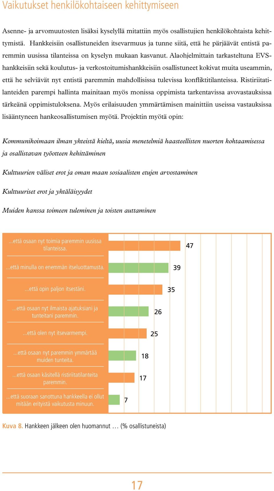 Alaohjelmittain tarkasteltuna EVShankkeisiin sekä koulutus- ja verkostoitumishankkeisiin osallistuneet kokivat muita useammin, että he selviävät nyt entistä paremmin mahdollisissa tulevissa
