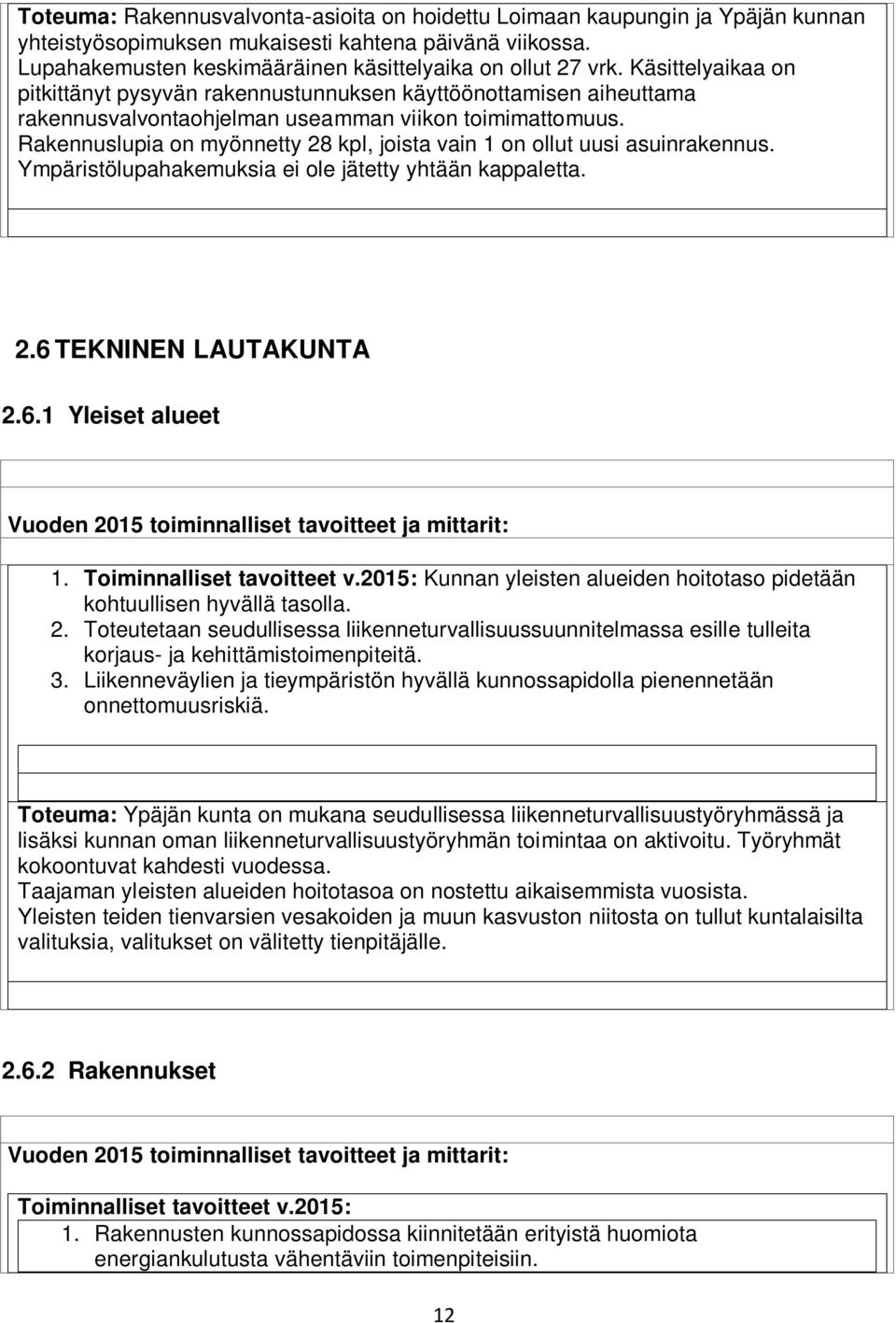 Rakennuslupia on myönnetty 28 kpl, joista vain 1 on ollut uusi asuinrakennus. Ympäristölupahakemuksia ei ole jätetty yhtään kappaletta. 2.6 TEKNINEN LAUTAKUNTA 2.6.1 Yleiset alueet 1.