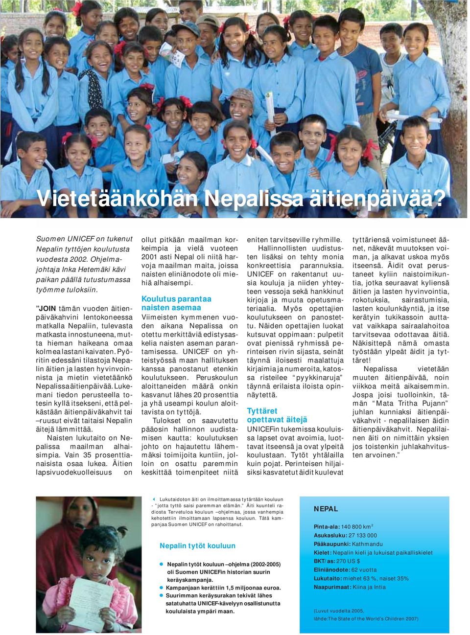 Pyöritin edessäni tilastoja Nepalin äitien ja lasten hyvinvoinnista ja mietin vietetäänkö Nepalissa äitienpäivää.
