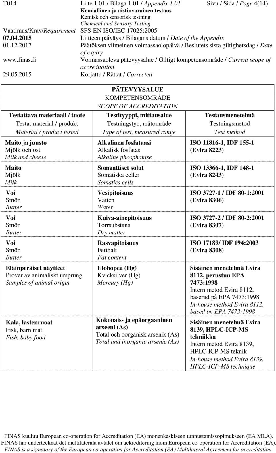 of animal origin Kala, lastenruoat Fisk, barn mat Fish, baby food Alkalinen fosfataasi Alkalisk fosfatas Alkaline phosphatase Somaattiset solut Somatiska celler Somatics cells Vesipitoisuus Vatten