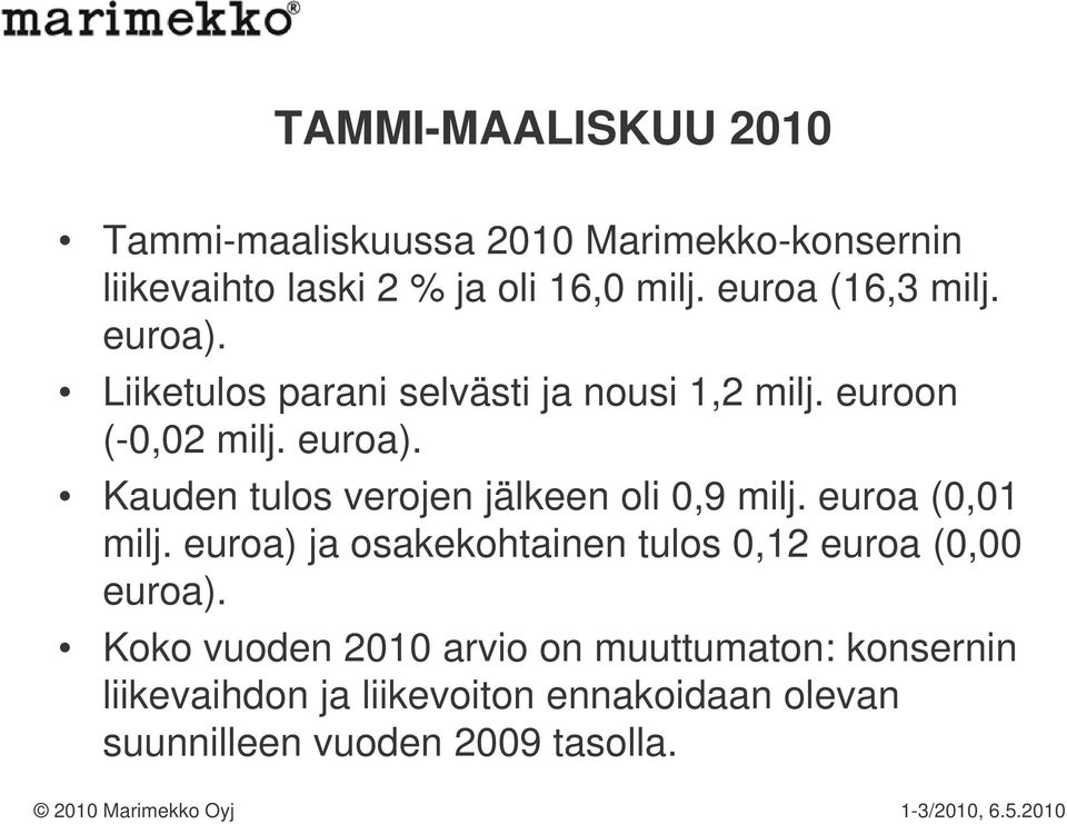 Kauden tulos verojen jälkeen oli 0,9 milj. euroa (0,01 milj. euroa) ja osakekohtainen tulos 0,12 euroa (0,00 euroa).