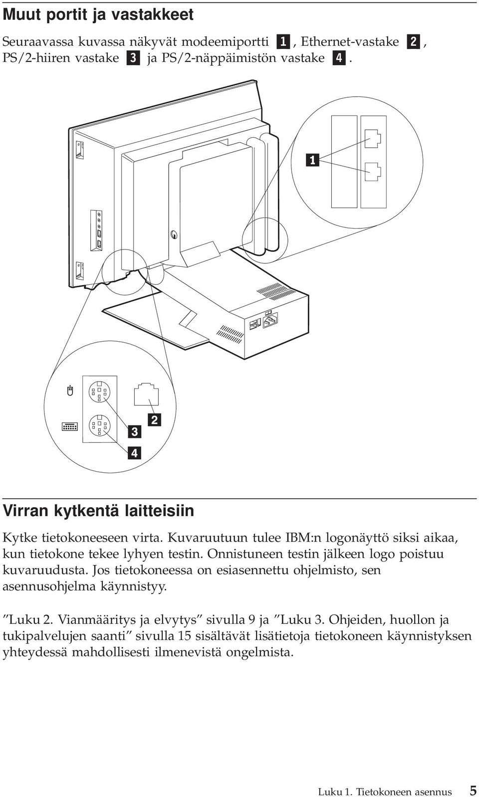 Onnistuneen testin jälkeen logo poistuu kuvaruudusta. Jos tietokoneessa on esiasennettu ohjelmisto, sen asennusohjelma käynnistyy. Luku 2.