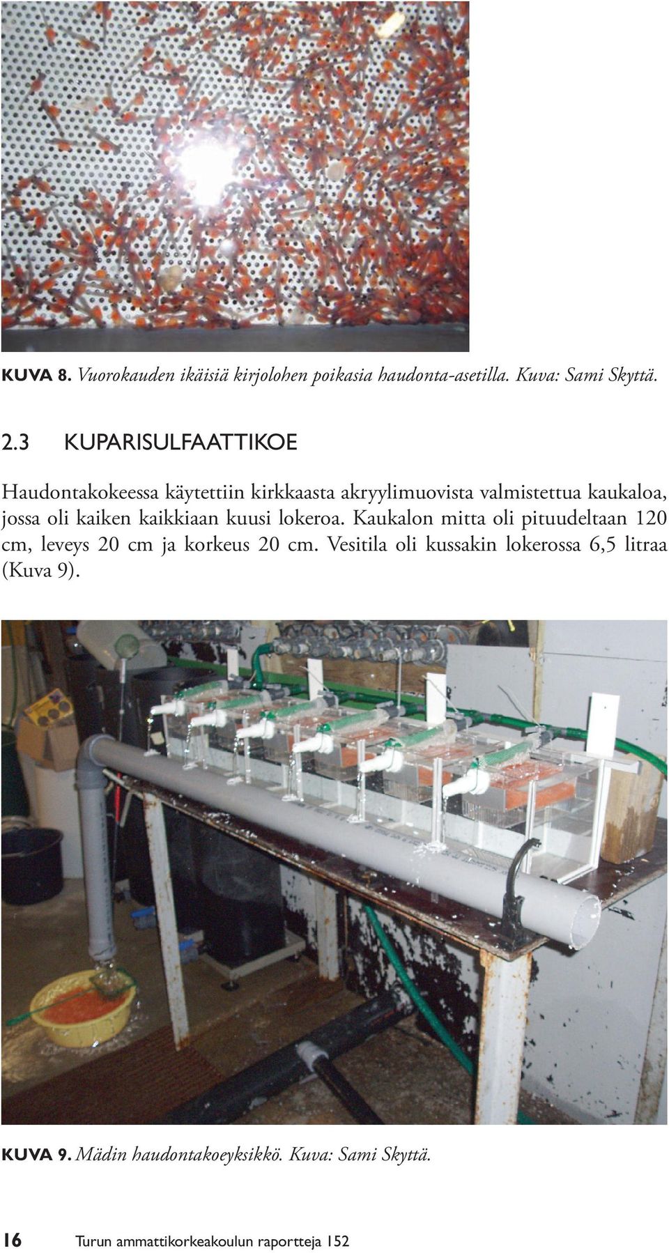 kaiken kaikkiaan kuusi lokeroa. Kaukalon mitta oli pituudeltaan 120 cm, leveys 20 cm ja korkeus 20 cm.