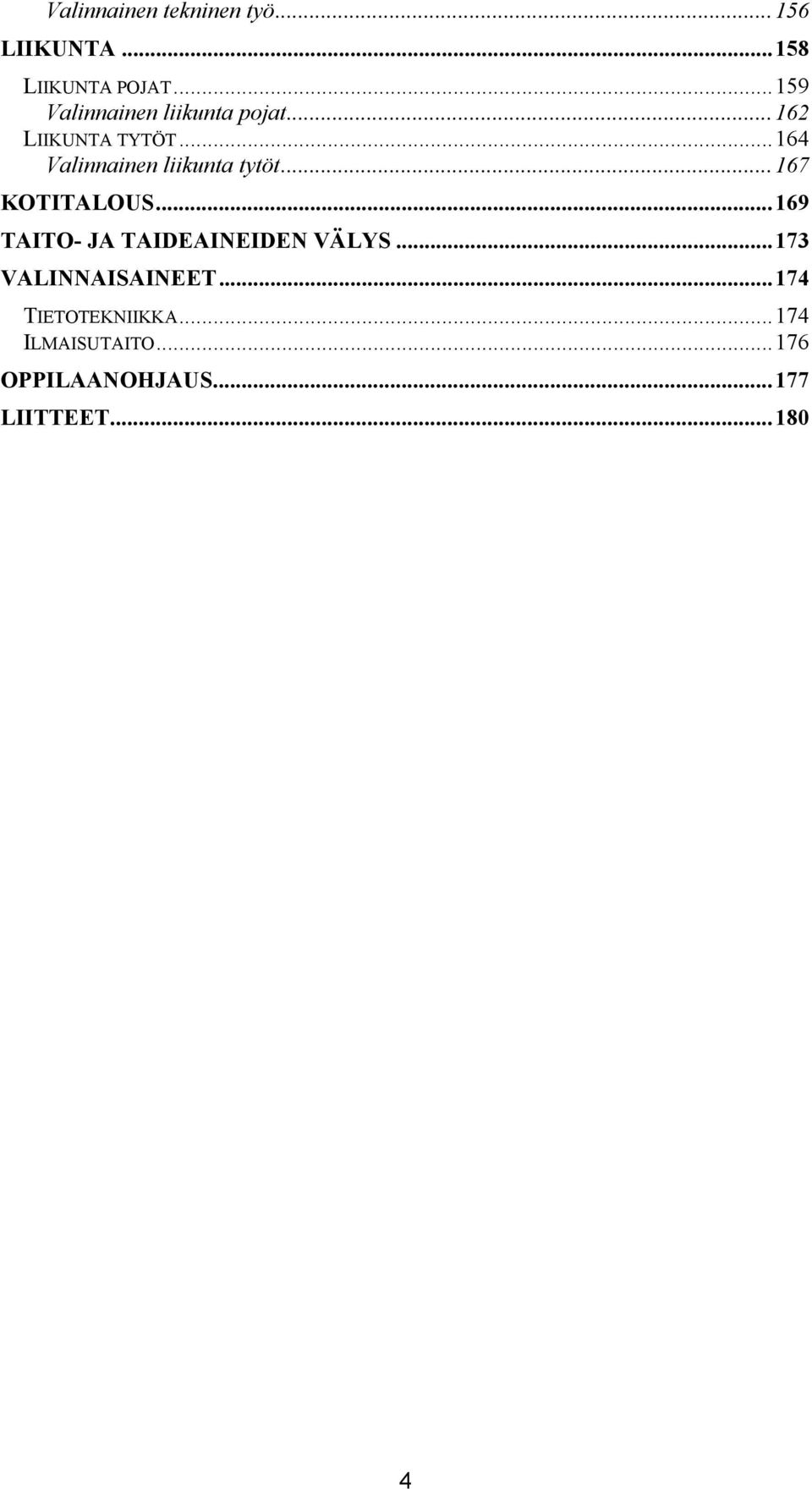 .. 164 Valinnainen liikunta tytöt... 167 KOTITALOUS.