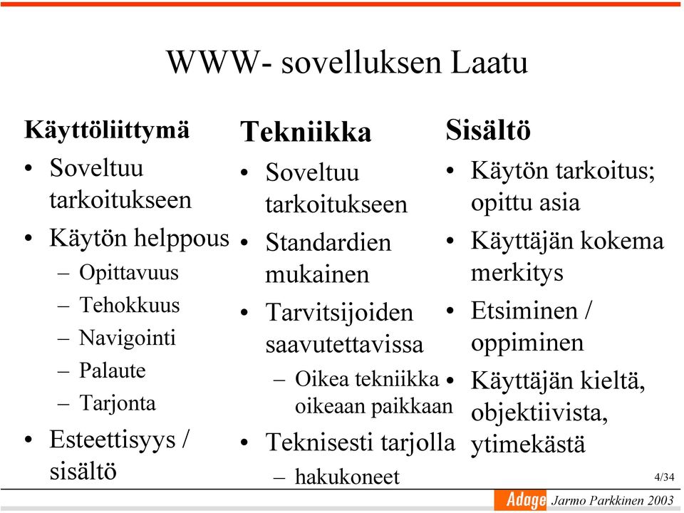 Tarvitsijoiden saavutettavissa Oikea tekniikka oikeaan paikkaan Teknisesti tarjolla hakukoneet Sisältö