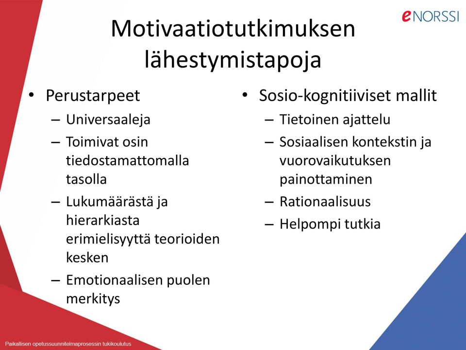 kesken Emotionaalisen puolen merkitys Sosio-kognitiiviset mallit Tietoinen ajattelu