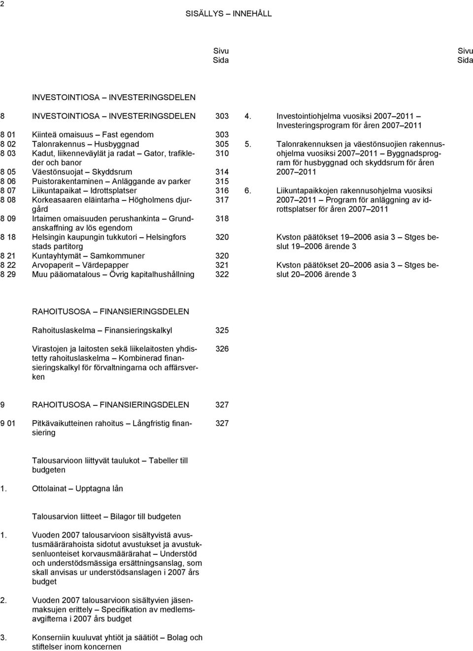 eläintarha Högholmens djurgård 317 8 09 Irtaimen omaisuuden perushankinta Grundanskaffning 318 av lös egendom 8 18 Helsingin kaupungin tukkutori Helsingfors 320 stads partitorg 8 21 Kuntayhtymät