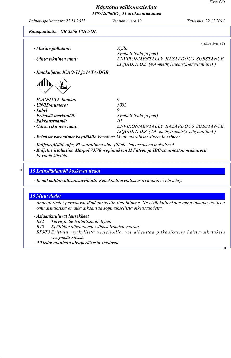 ENVIRONMENTALLY HAZARDOUS 