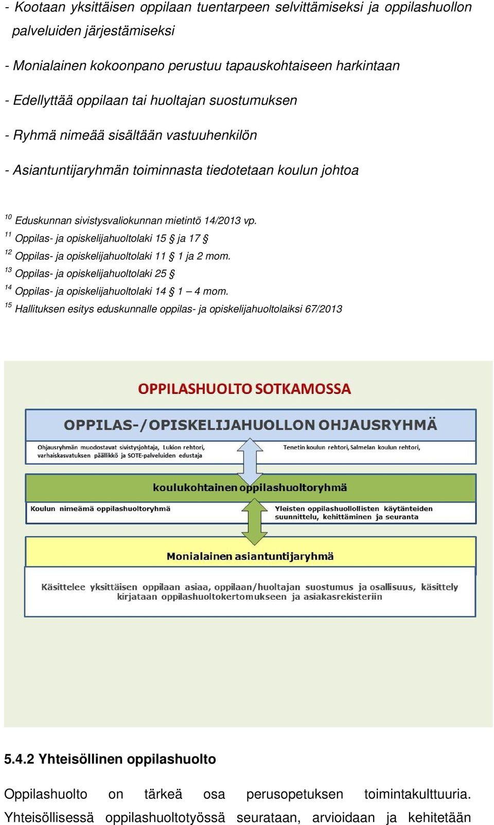 11 Oppilas- ja opiskelijahuoltolaki 15 ja 17 12 Oppilas- ja opiskelijahuoltolaki 11 1 ja 2 mom. 13 Oppilas- ja opiskelijahuoltolaki 25 14 Oppilas- ja opiskelijahuoltolaki 14 1 4 mom.