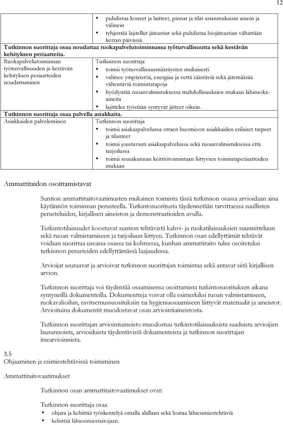 Ruokapalvelutoiminnan työturvallisuuden ja kestävän kehityksen periaatteiden noudattaminen osaa palvella asiakkaita.
