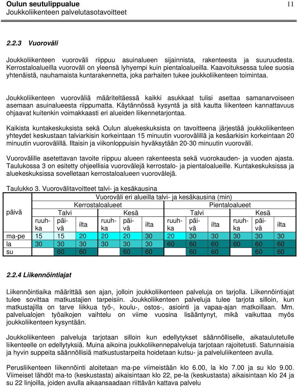 Joukkoliikenteen vuoroväliä määriteltäessä kaikki asukkaat tulisi asettaa samanarvoiseen asemaan asuinalueesta riippumatta.