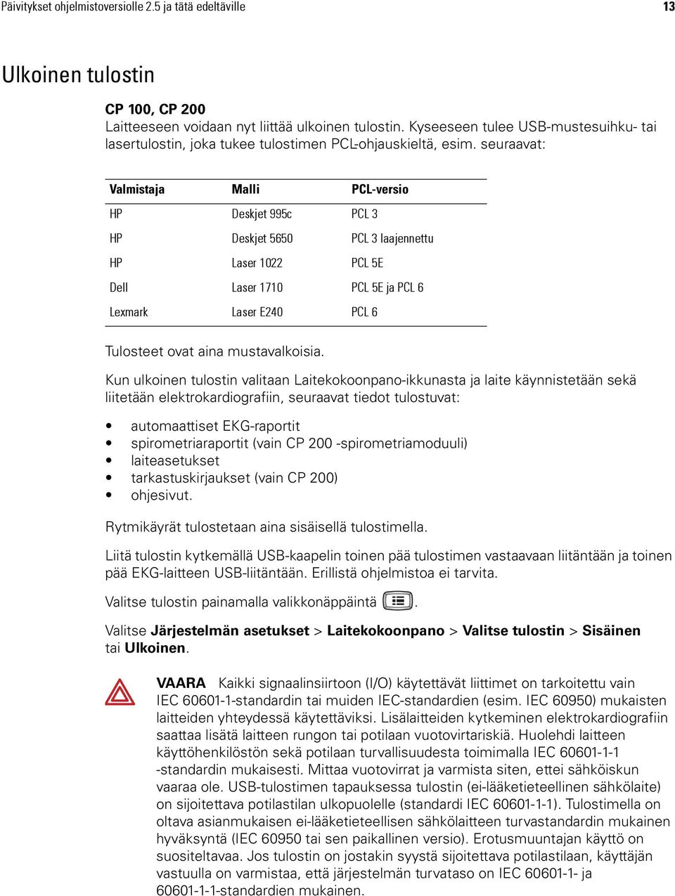 seuraavat: Valmistaja Malli PCL-versio HP Deskjet 995c PCL 3 HP Deskjet 5650 PCL 3 laajennettu HP Laser 1022 PCL 5E Dell Laser 1710 PCL 5E ja PCL 6 Lexmark Laser E240 PCL 6 Tulosteet ovat aina