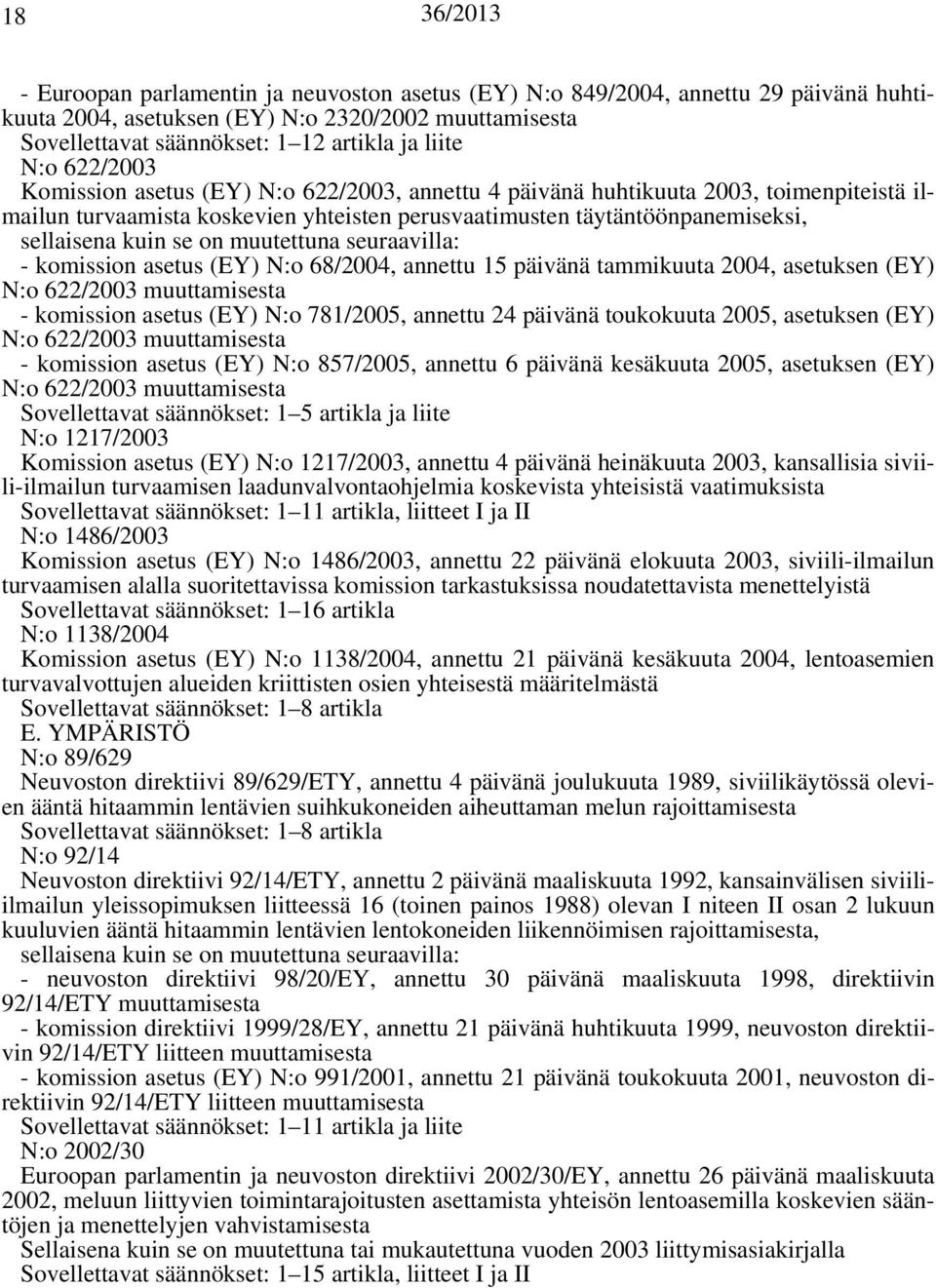 muutettuna seuraavilla: - komission asetus (EY) N:o 68/2004, annettu 15 päivänä tammikuuta 2004, asetuksen (EY) N:o 622/2003 muuttamisesta - komission asetus (EY) N:o 781/2005, annettu 24 päivänä