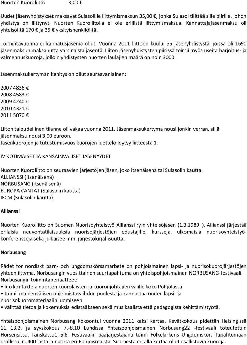 Vuonna 2011 liittoon kuului 55 jäsenyhdistystä, joissa oli 1690 jäsenmaksun maksanutta varsinaista jäsentä.