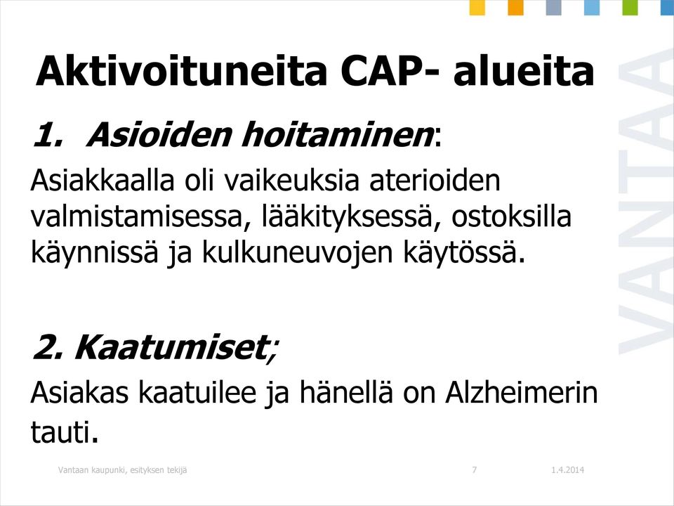 valmistamisessa, lääkityksessä, ostoksilla käynnissä ja