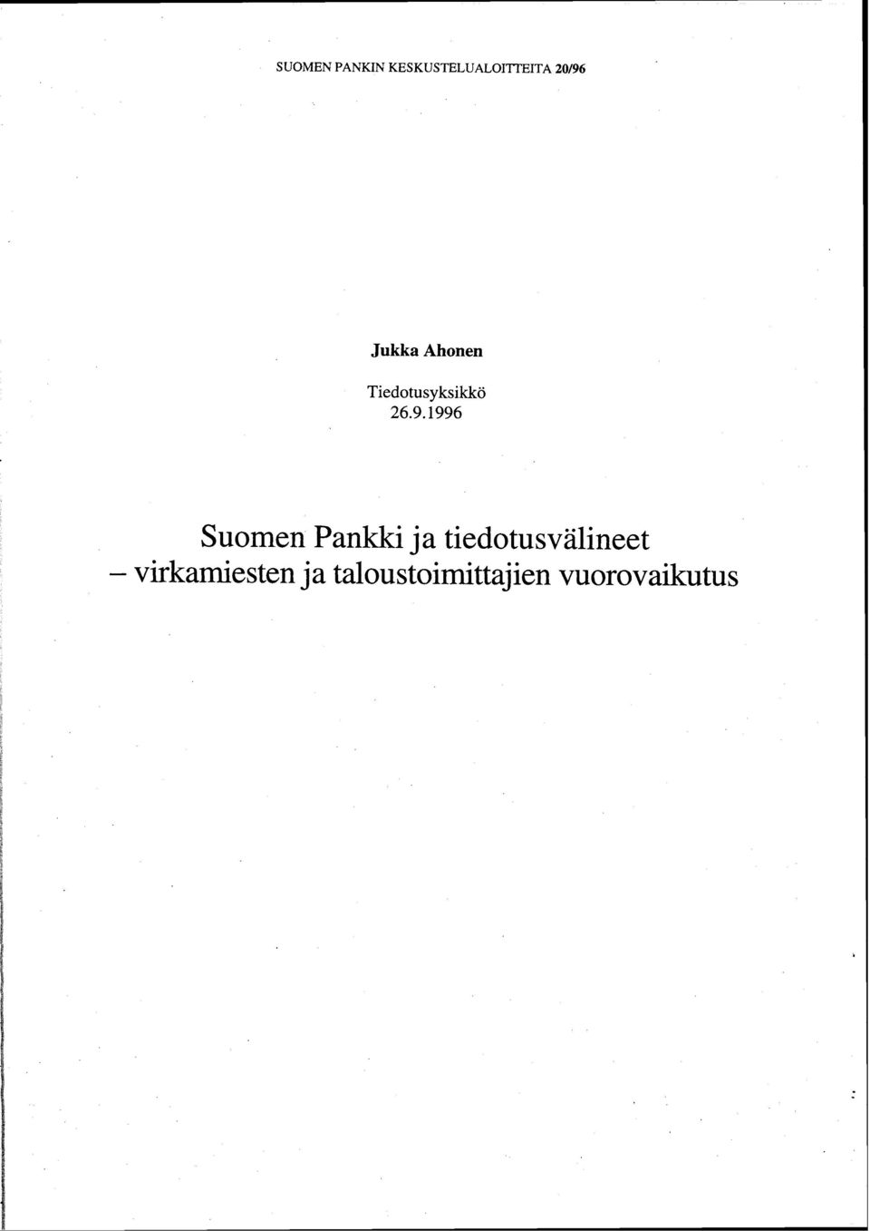 26.9.1996 Suomen Pankk ja