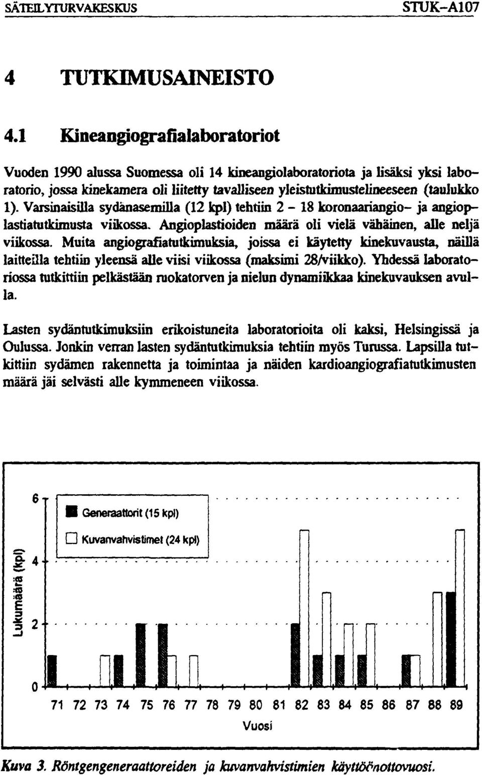 Varsinaisilla sydänasemilla (12 kpl) tehtiin 2-1 8 koronaariangio- ja angioplastiatutkimusta viikossa. Angioplastioiden määrä oli vielä vähäinen, alle neljä viikossa.