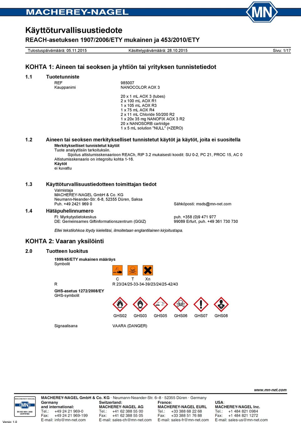 NANOSORB cartridge 1 x 5 ml solution "NULL" (=ZERO) 1.