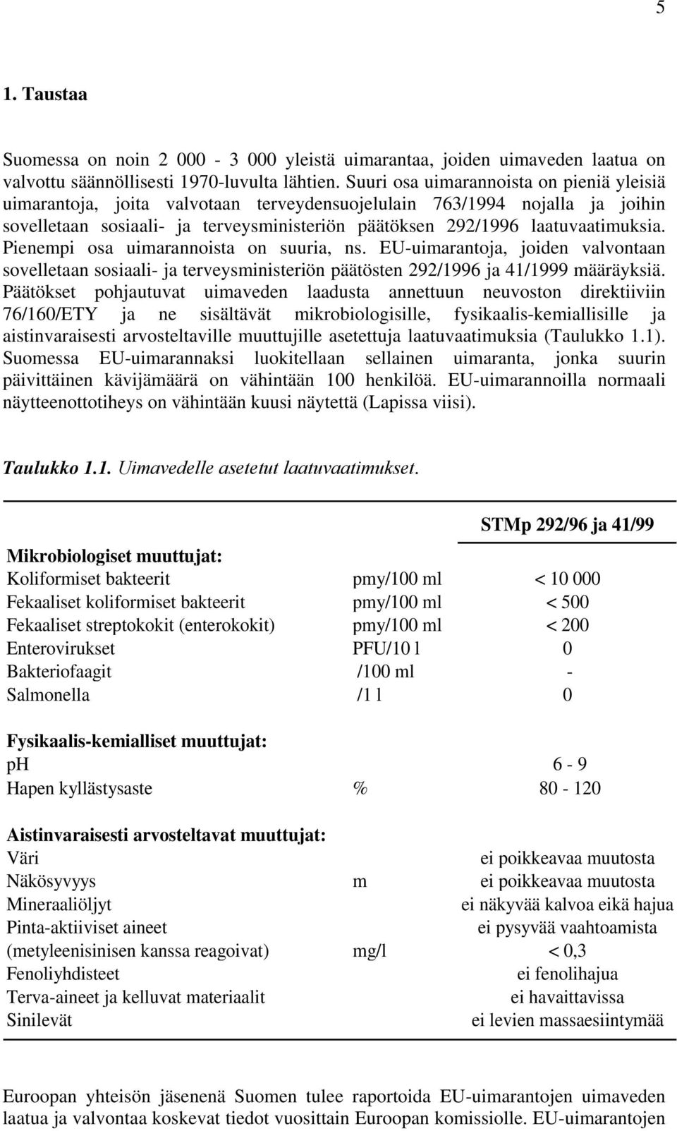 Pienempi osa uimarannoista on suuria, ns. EU-uimarantoja, joiden valvontaan sovelletaan sosiaali- ja terveysministeriön päätösten 292/1996 ja 41/1999 määräyksiä.