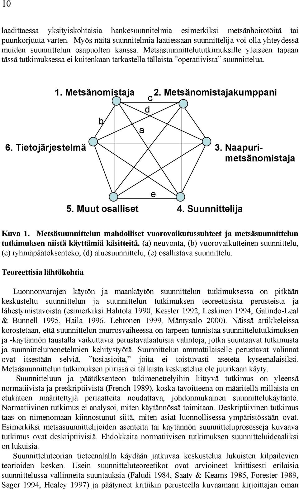 Metsäsuunnittelututkimuksille yleiseen tapaan tässä tutkimuksessa ei kuitenkaan tarkastella tällaista operatiivista suunnittelua. 6. Tietojärjestelmä 1. Metsänomistaja 2.