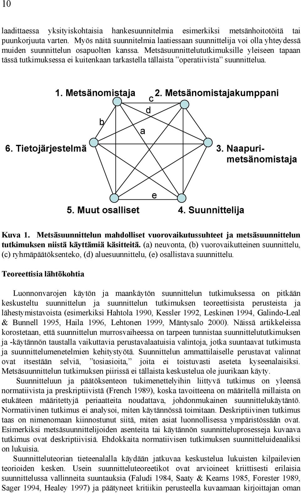 Metsäsuunnittelututkimuksille yleiseen tapaan tässä tutkimuksessa ei kuitenkaan tarkastella tällaista operatiivista suunnittelua. 6. Tietojärjestelmä 1. Metsänomistaja 2.