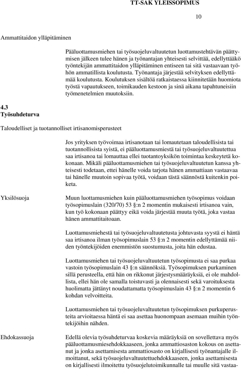 selvittää, edellyttääkö työntekijän ammattitaidon ylläpitäminen entiseen tai sitä vastaavaan työhön ammatillista koulutusta. Työnantaja järjestää selvityksen edellyttämää koulutusta.