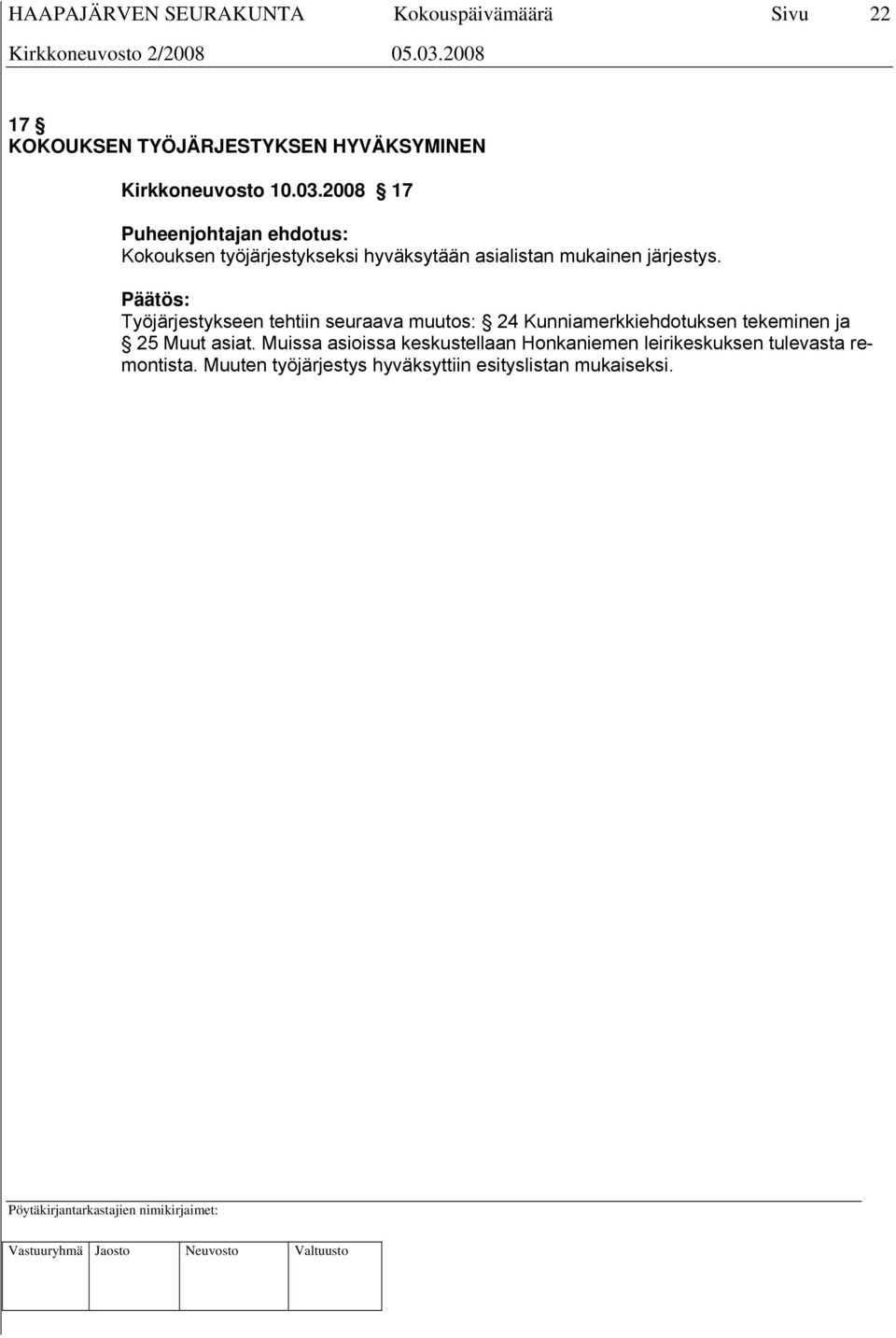 järjestys.