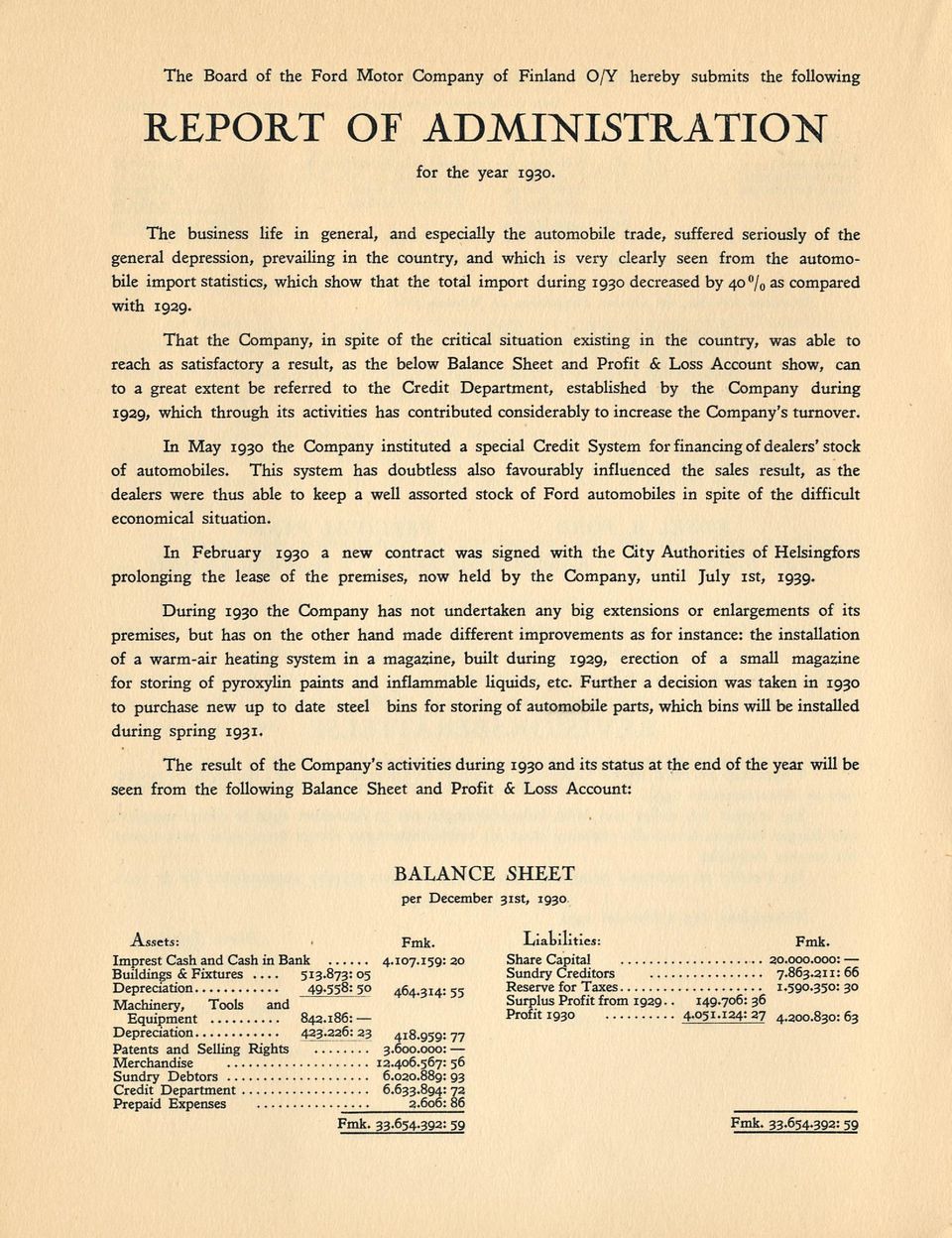 statistics, which show that the total import during 1930 decreased by 4O /0 as compared with 1929.