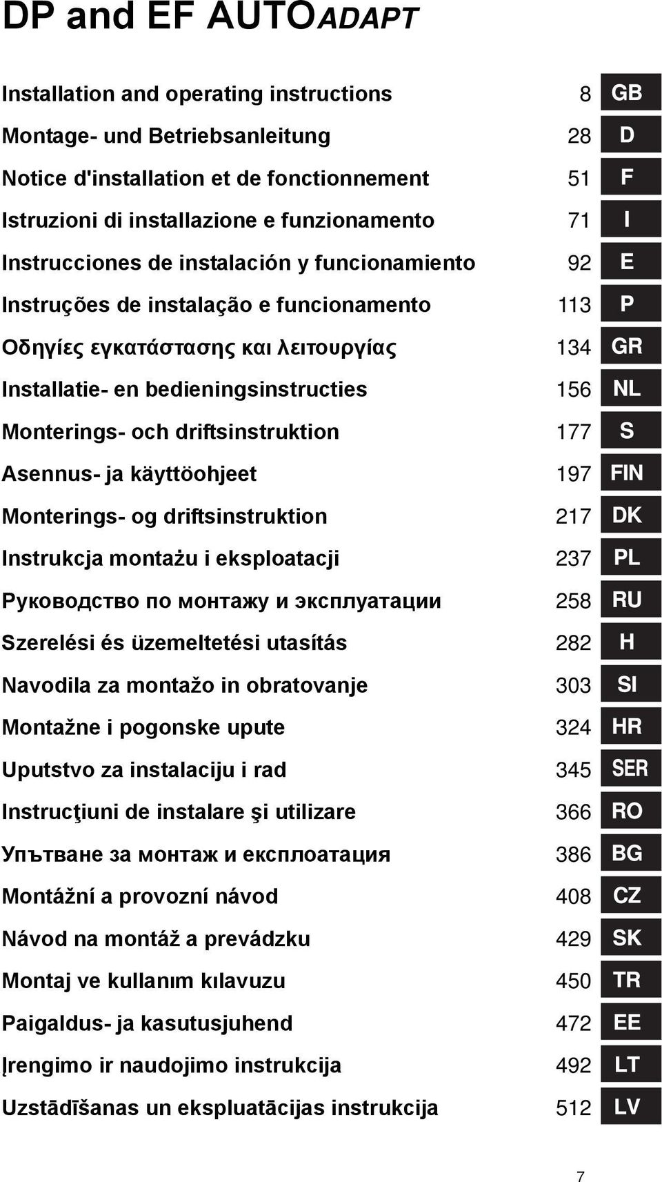 driftsinstruktion 177 Asennus- ja käyttöohjeet 197 Monterings- og driftsinstruktion 217 Instrukcja montażu i eksploatacji 237 Руководство по монтажу и эксплуатации 258 Szerelési és üzemeltetési