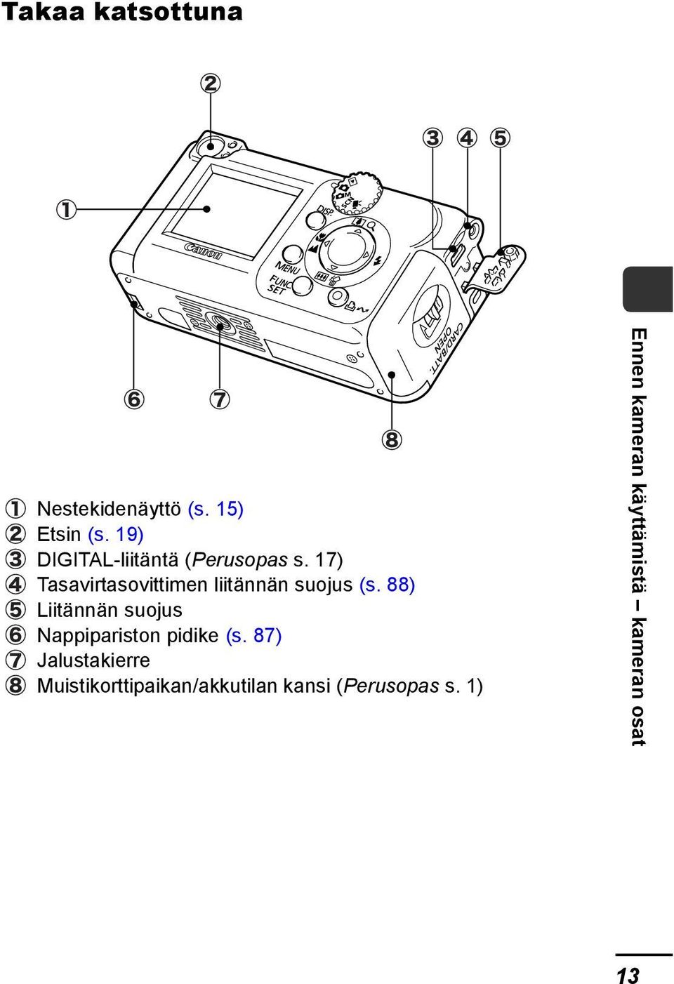 17) Tasavirtasovittimen liitännän suojus (s.