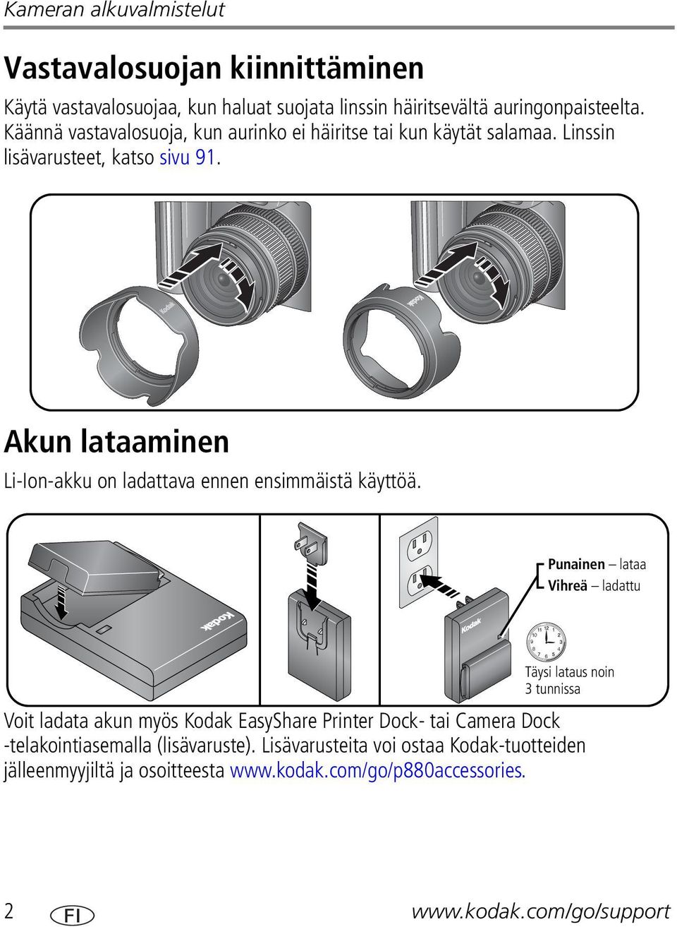 Akun lataaminen Li-Ion-akku on ladattava ennen ensimmäistä käyttöä.