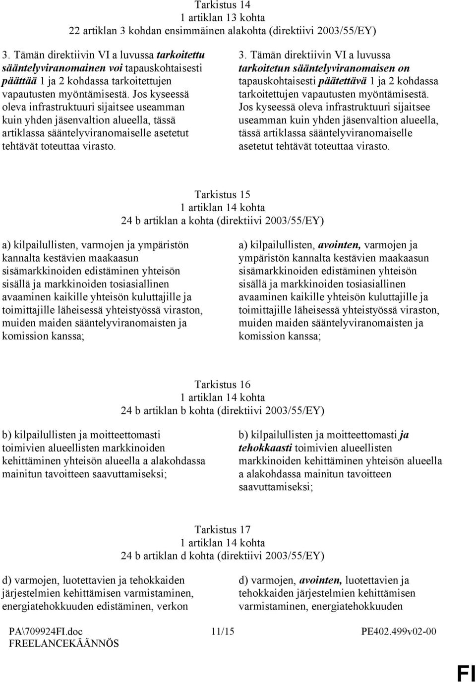 Jos kyseessä oleva infrastruktuuri sijaitsee useamman kuin yhden jäsenvaltion alueella, tässä artiklassa sääntelyviranomaiselle asetetut tehtävät toteuttaa virasto. 3.