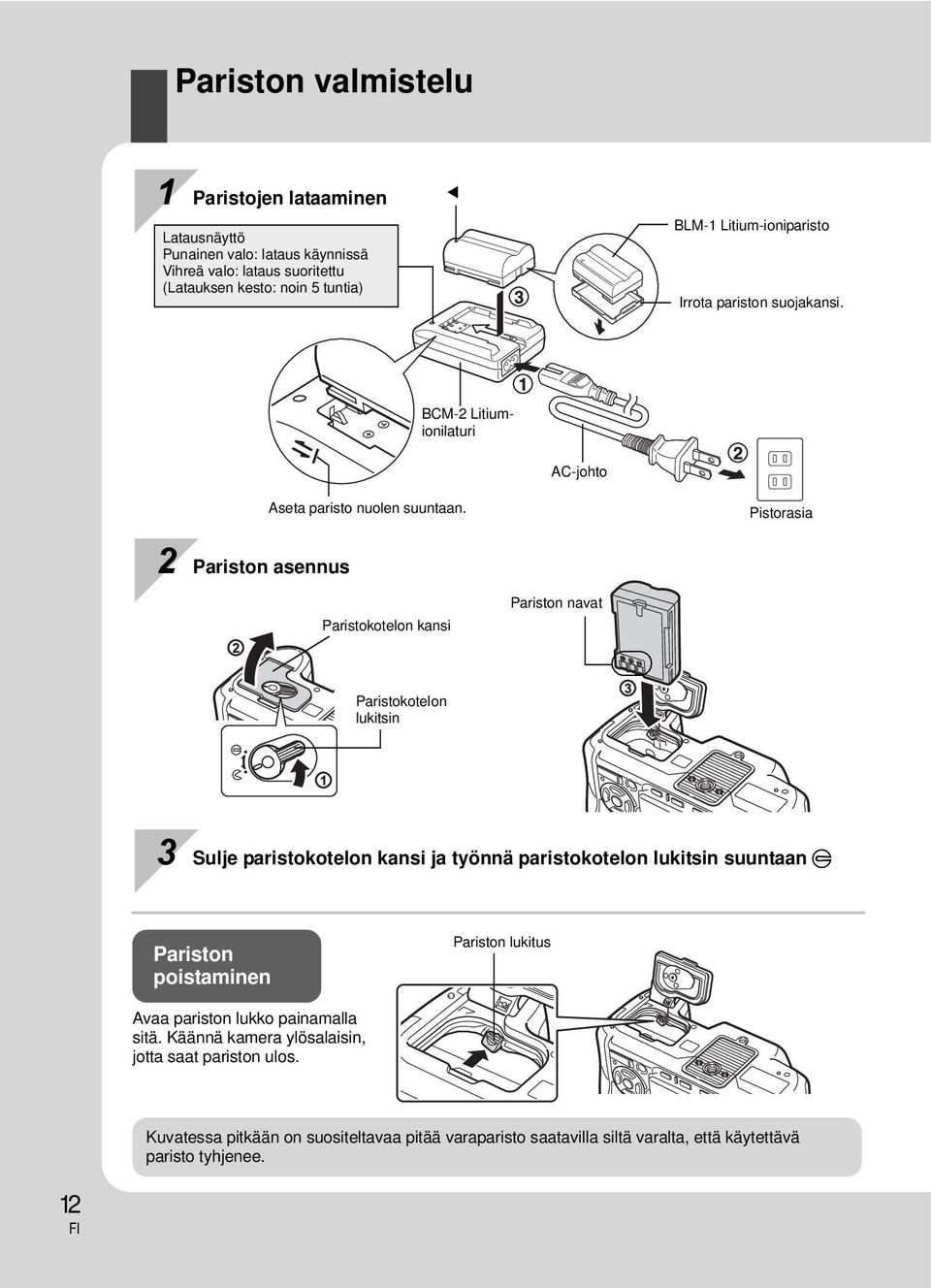 Pistorasia 2 Pariston asennus Paristokotelon kansi Pariston navat Paristokotelon lukitsin 3 Sulje paristokotelon kansi ja työnnä paristokotelon lukitsin suuntaan E