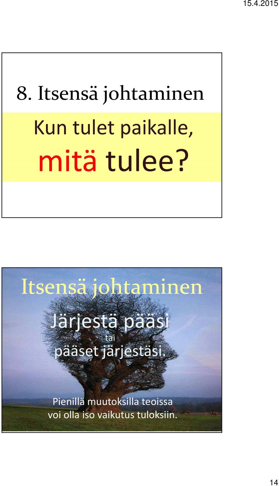 Itsensä johtaminen Järjestä pääsi tai