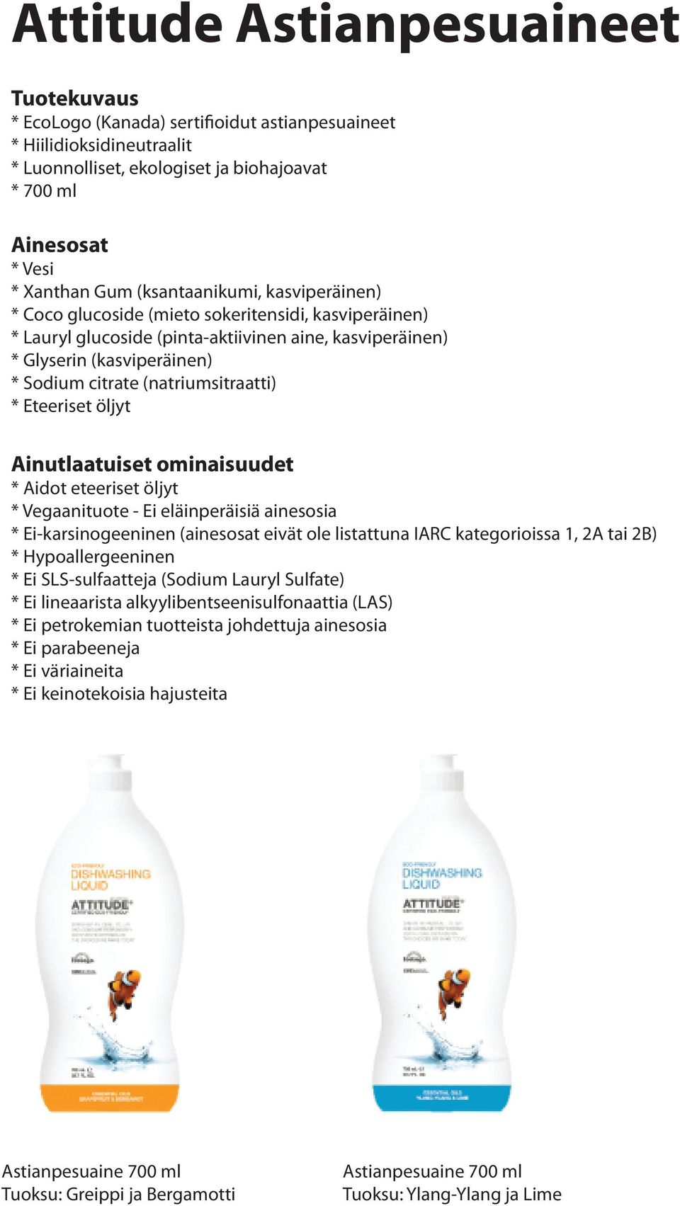 citrate (natriumsitraatti) * Ei SLS-sulfaatteja (Sodium Lauryl Sulfate) * Ei lineaarista alkyylibentseenisulfonaattia (LAS) * Ei petrokemian