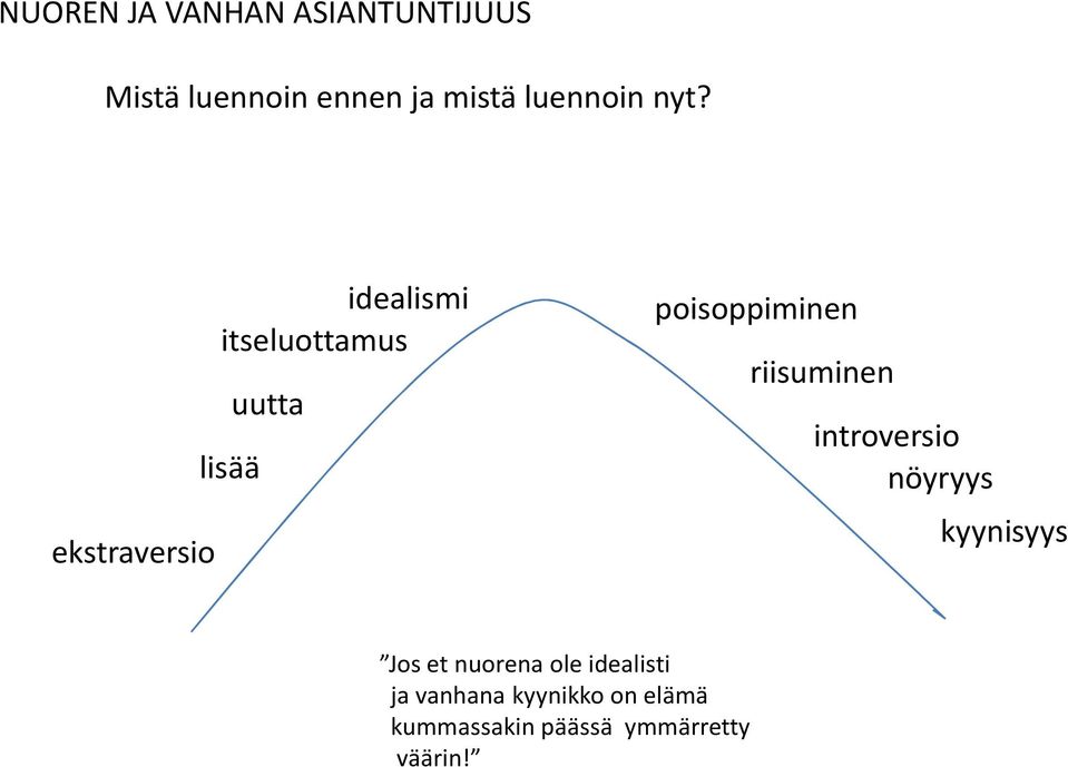 ekstraversio idealismi itseluottamus uutta lisää poisoppiminen