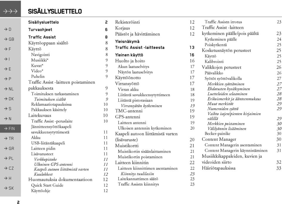 savukkeensytyttimestä 11 Akku 11 USB-liitäntäkaapeli 11 Laitteen pidin 11 Lisävarusteet 11 Verkkopistoke 11 Ulkoinen GPS-antenni 11 Kaapeli autoon liittämistä varten 11 Kuulokkeet 12 Huomautuksia