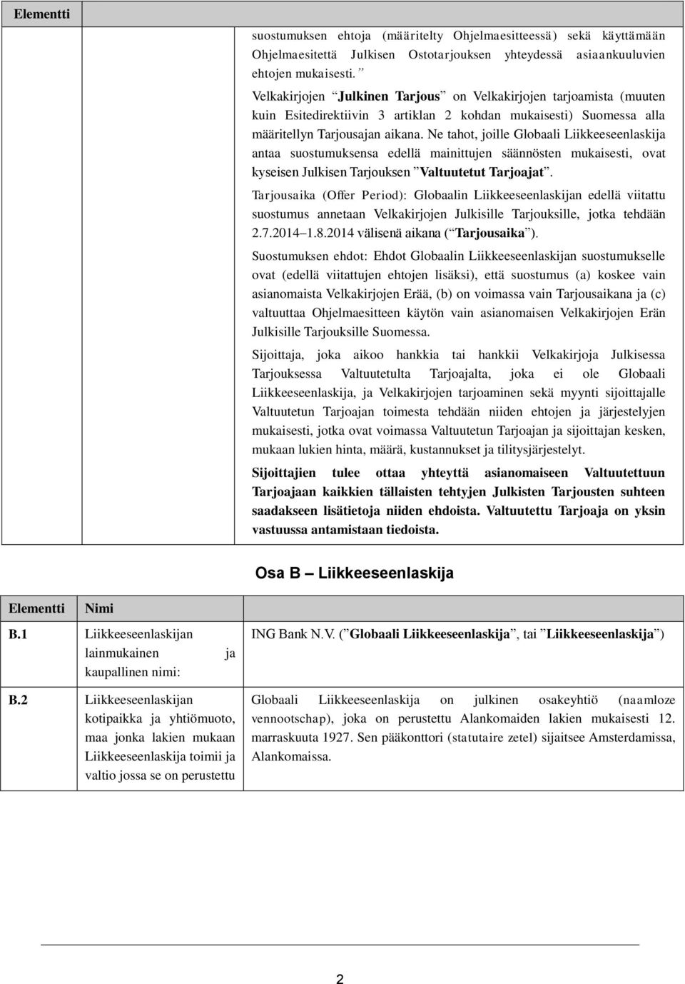 Ne tahot, joille Globaali Liikkeeseenlaskija antaa suostumuksensa edellä mainittujen säännösten mukaisesti, ovat kyseisen Julkisen Tarjouksen Valtuutetut Tarjoajat.