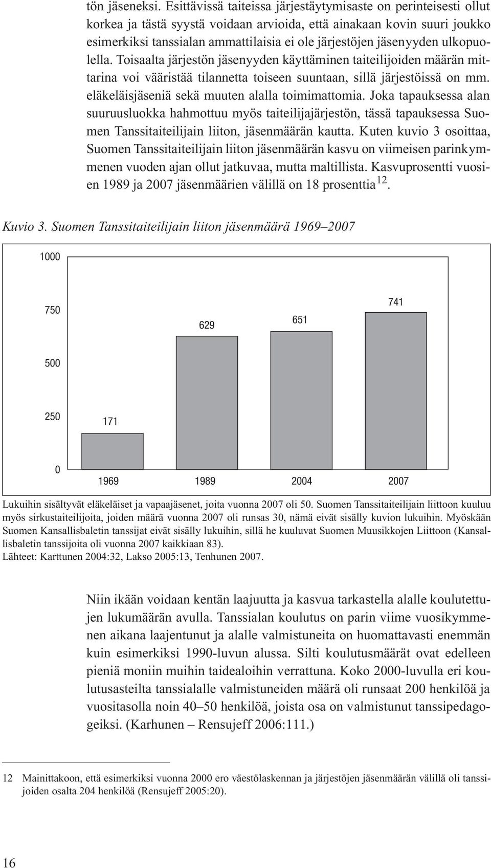 jäsenyyden ulkopuolella. Toisaalta järjestön jäsenyyden käyttäminen taiteilijoiden määrän mittarina voi vääristää tilannetta toiseen suuntaan, sillä järjestöissä on mm.